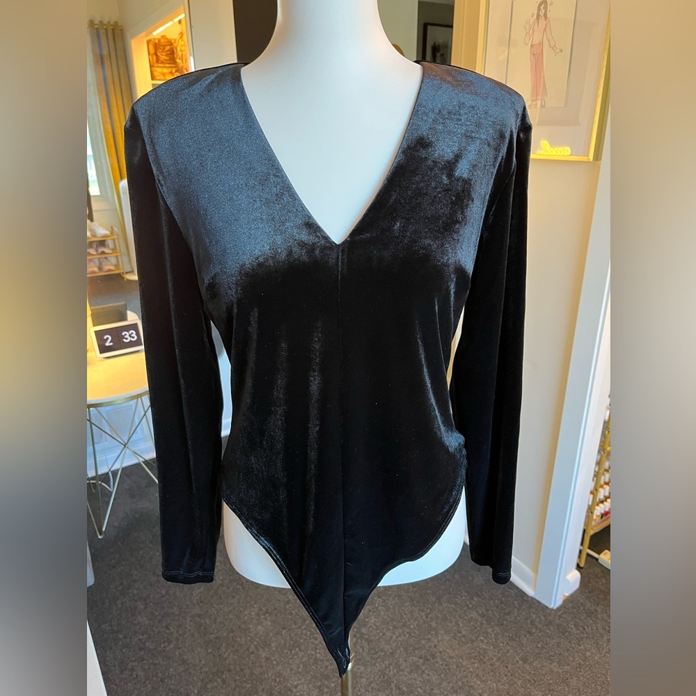 Banana Republic Luxe Black Velvet Bodysuit